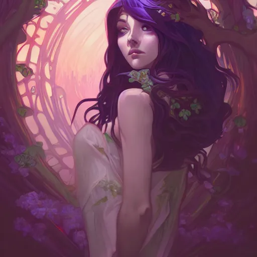 Prompt: Night Elf Druid, ambient lighting, 4k, alphonse mucha, lois van baarle, ilya kuvshinov, rossdraws, artstation