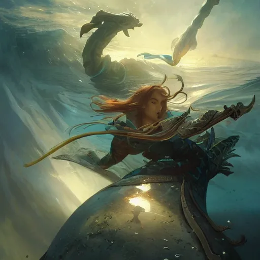 counterspell, underwater combat, dramatic, action Stable Diffusion