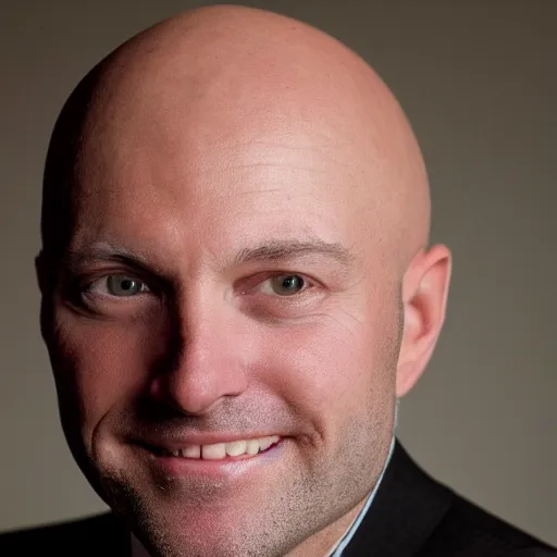 Prompt: LinkedIn profile picture of a bald white American man, professional, close up, high detail