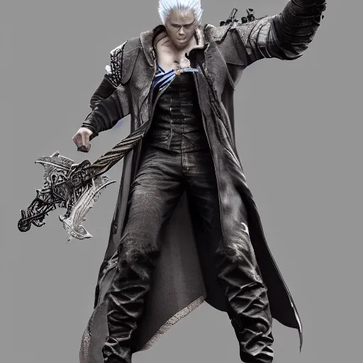 vergil from devil may cry sitting on a plastic chair, Stable Diffusion