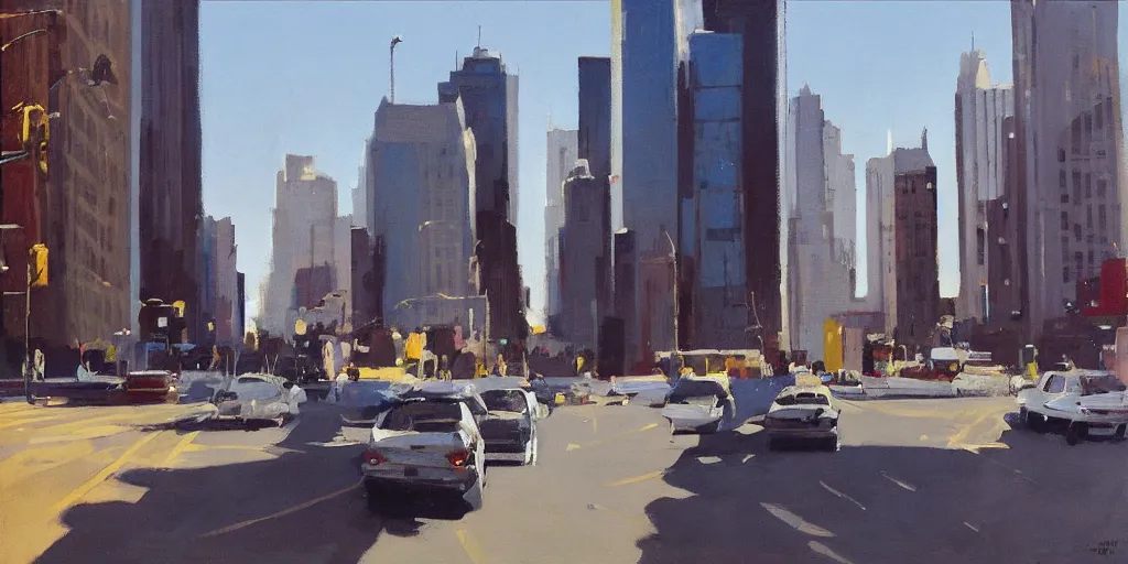 Image similar to city morning ben aronson matte painting