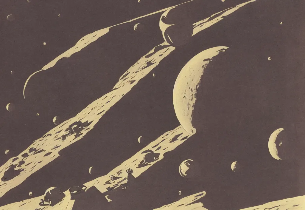 Image similar to Destination Moon, Rick Guidice, Chesley Bonestell, Lucien Rudaux, Rolf Klep, Fred Freeman, George Pal