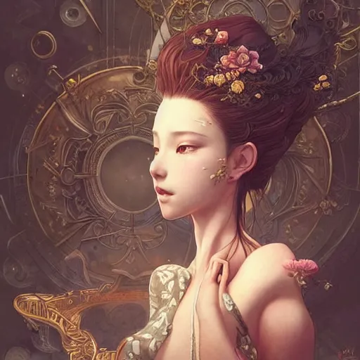 Prompt: aerith gainsborough, intricate, elegant, highly detailed, smooth, sharp focus, award - winning, masterpiece, in the style of tom bagshaw, cedric peyravernay, peter mohrbacher, victo ngai, pinterest, 4 k hd illustrative wallpaper, chinese style