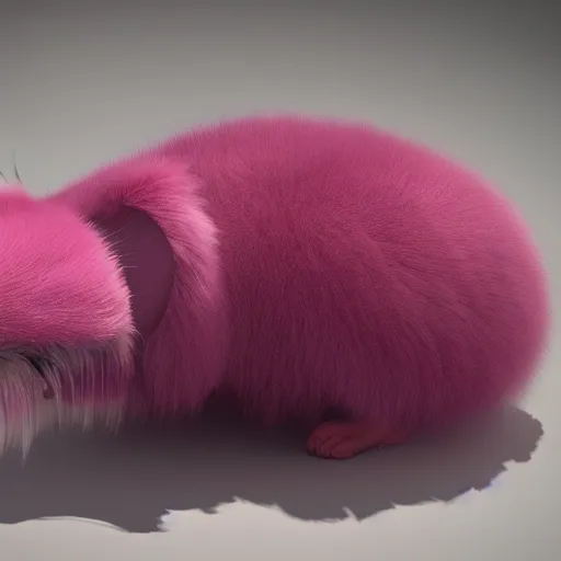 Image similar to extremly detailed micrphone made of pink fluffy fur, photorealistic, high details, 8 k, sharp focus, octane render, volumetric light