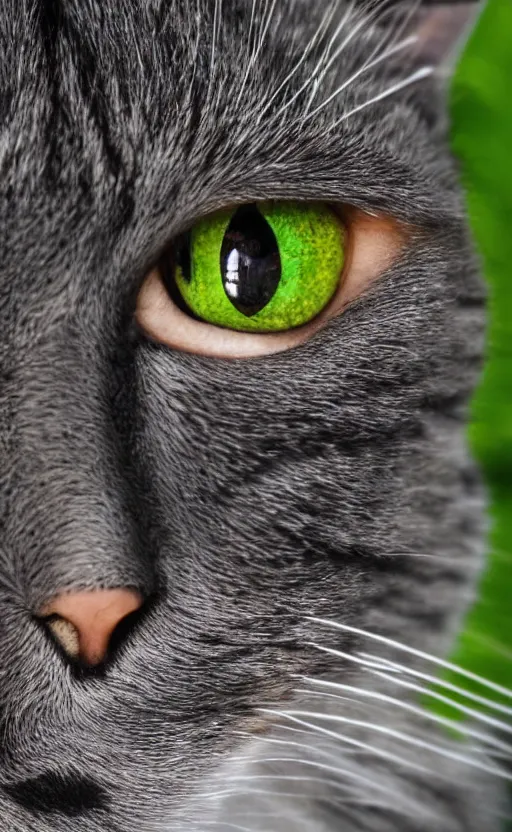 Prompt: Cat with abnormally large eyes and laser vision, realistic, photo, 8K, detailed,