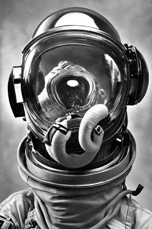 Image similar to extremely detailed studio portrait of space astronaut, alien tentacle protruding from eyes and mouth, alien tentacle breaking through helmet visor, helmet is off, full body, soft light, disturbing, shocking news, award winning photo by james van der zee