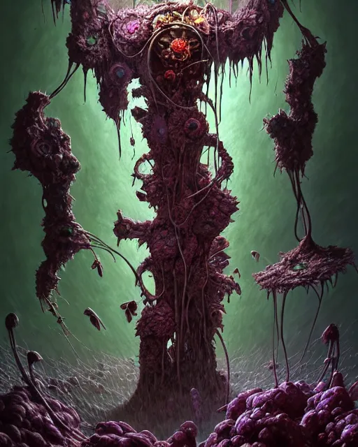 Image similar to the platonic ideal of flowers, rotting, insects and praying of cletus kasady carnage thanos datura stramonium dementor wild hunt doctor manhattan chtulu mandelbulb bioshock, ego death, decay, salvia, concept art by randy vargas and zdzisław beksinski and greg rudkowski