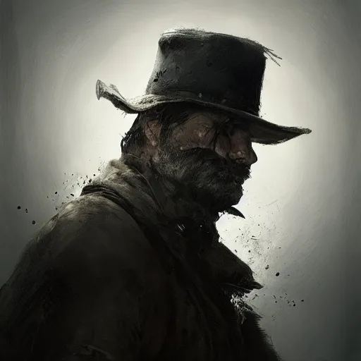 Prompt: a digital portrait of a human hunter from hunt showdown, western era, hyper realistic, horror, back lighting, luisiana, in the style of greg rutkowski,