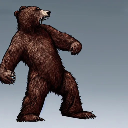 Image similar to an anthropomorphic undead bear creature standing menacingly, highly detailed digital art