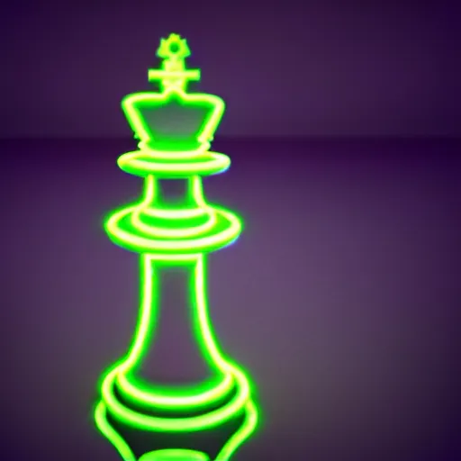 Image similar to vintage instamatic photo of a queen chess piece made of neon lights resting on a reflection , Isometric 3D Fantasy, smooth 3D Illustration, Cinematic Matte Painting, soft render,