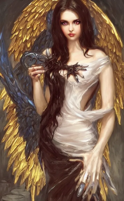 Image similar to Alchemy Angel knight gothic girl. By Konstantin Razumov, highly detailded