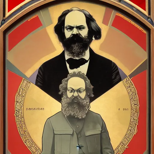 Prompt: a portrait of rainn wilson dressed as karl marx, in a soviet propaganda style, 4 k, ultra detailed, by yperdetailed by alphonse mucha and william - adolphe bouguereau and john william waterhouse