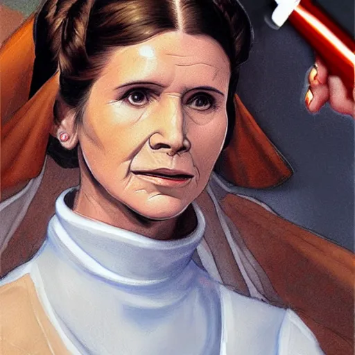 Prompt: leia from star wars painted by michelangelo