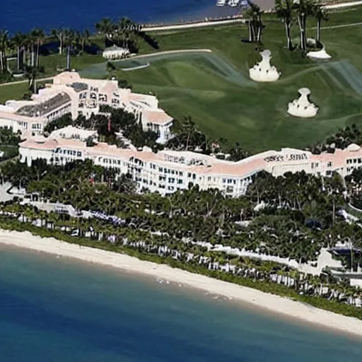 Prompt: Donald Trumps Mar-a-lago resort being raided by the FBI, High detail