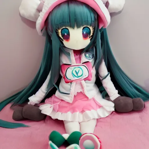 Image similar to cute fumo plush of a girl who is on detox and is experiencing serious sugar withdrawal symptoms, anime girl