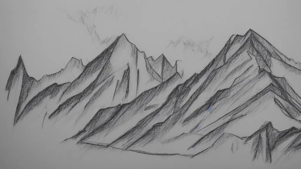 Image similar to pencil sketch mountainous the very crispest, neatest rotation