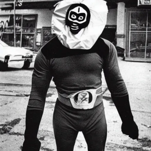 Image similar to mexican superhero luchador with mask 1 9 7 0's photo