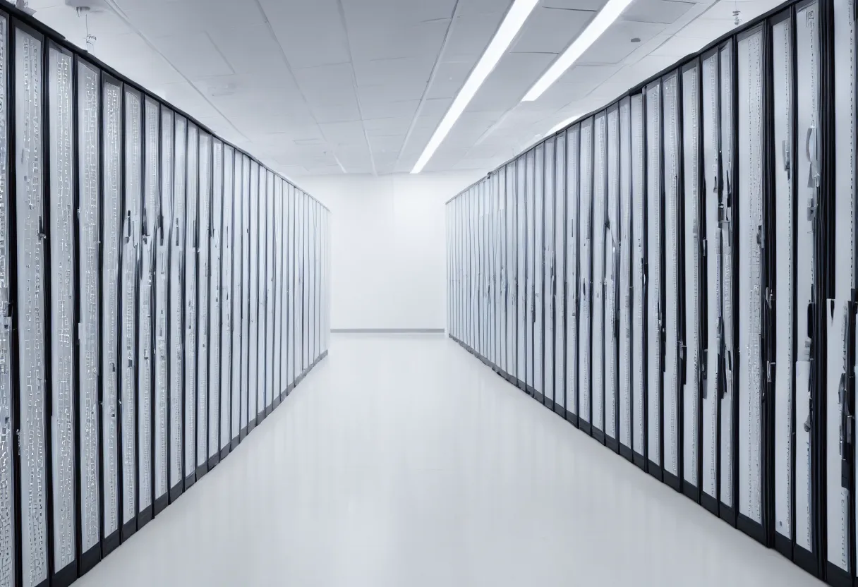 Image similar to photo of modern server data room, bright, white