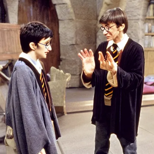 Prompt: A still from the movie Harry Potter strarring Leonard Nimoy