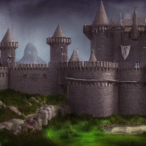 Prompt: a masculine fantasy castle, digital art