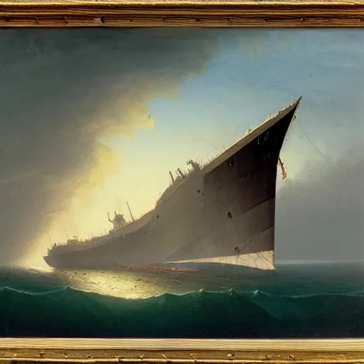 Image similar to uss submarine thresher painting by hubert robert ssn deckhouse periscope aivazovsky detailed