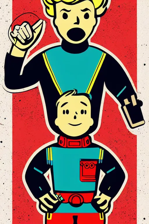 Image similar to fallout 7 6 retro futurist illustration art by butcher billy, sticker, colorful, illustration, highly detailed, simple, smooth and clean vector curves, no jagged lines, vector art, smooth andy warhol style