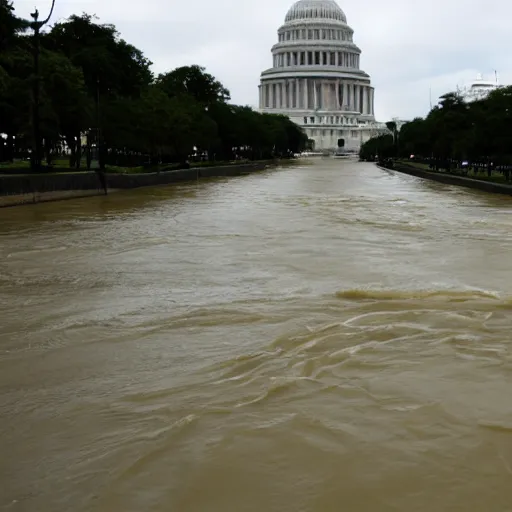 Prompt: money river flowing from government building