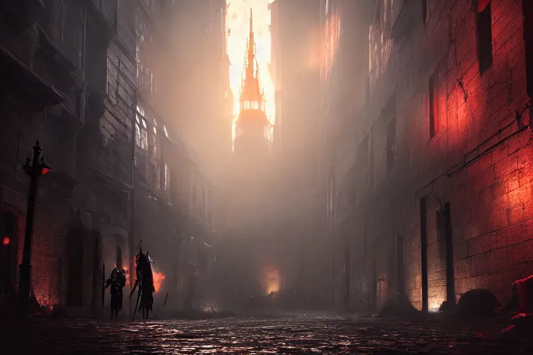 Prompt: the urban dark souls street, ideal pixar style, volumetric lighting, epic composition, hyper detailed, ultra realistic, sharp focus, octane render, volumetric, ray tracing, artstation trending, inspired by tasteless tv shows, sense of awe, 4 k