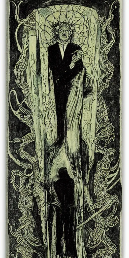 Image similar to the magician tarot card by austin osman spare