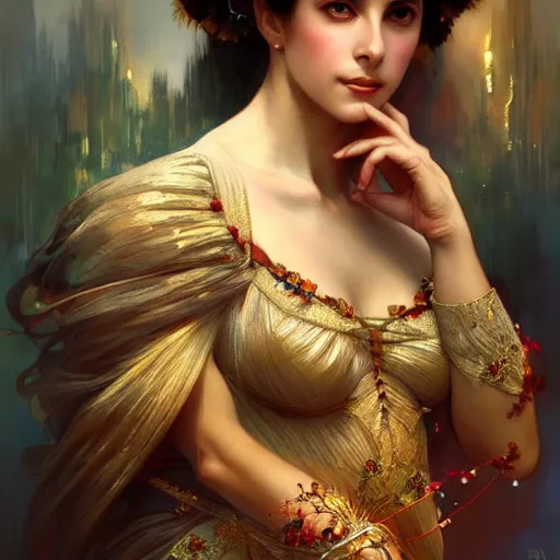 Image similar to beautiful portrait of mata hari, natural beauty expressive pose, fantasy, intricate, elegant, highly detailed, digital painting, artstation, concept art, smooth, sharp focus, illustration, art by artgerm and greg rutkowski and alphonse mucha