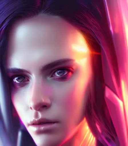 Prompt: beautiful portrait of a cyberpunk goddess who looks like Emily Ratakowski , character design by charlie bowater, ross tran, artgerm, and makoto shinkai, detailed, soft lighting, rendered in octane