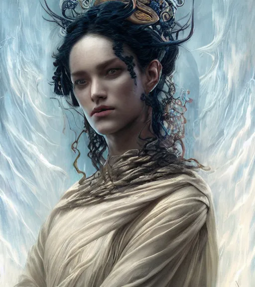 Prompt: portrait of a dark Jedi by karol bak, WLOP, James Jean, tom bagshaw, rococo, trending on artstation, fantasy magic fashion girl portrait, glossy eyes, face, fantasy, intricate, elegant, highly detailed, digital painting, concept art, smooth, sharp focus, illustration, cinematic lighting, hyper realism, octane render, 8k, hyper detailed.