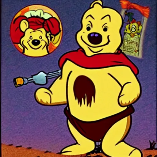 Prompt: winnie the poo, heman style