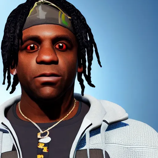 Image similar to rapper Chief Keef in Fortnite very detailed 4K quality super realistic