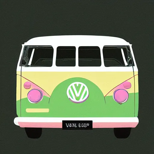 Image similar to illustration of an old van volkswagen, may 6 8, pastel colors, cool, hippie by malika favre