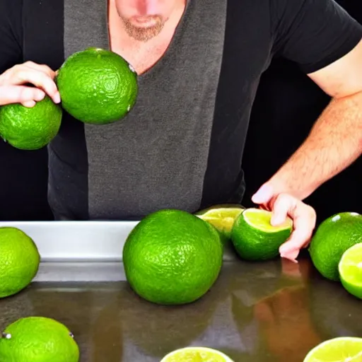 Image similar to guy who is holding too many limes with a very angry face