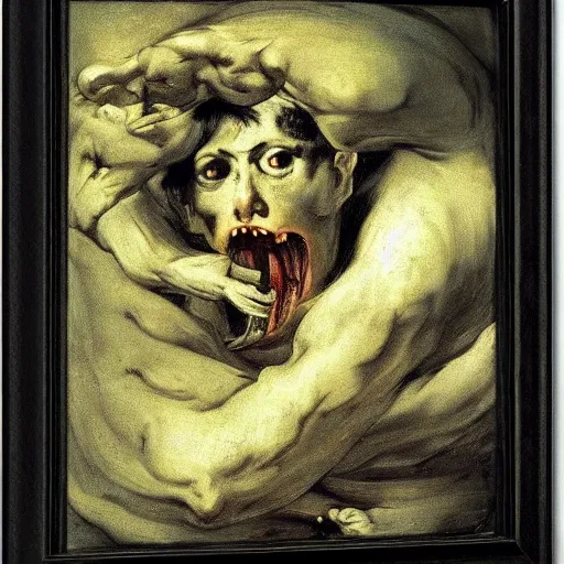 Image similar to saturn devouring his son by goya