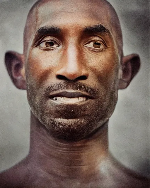 Image similar to portrait of kobe bryant, peaceful, old and wrinkled, photography by steve mccurry, detailed, trending on artstation