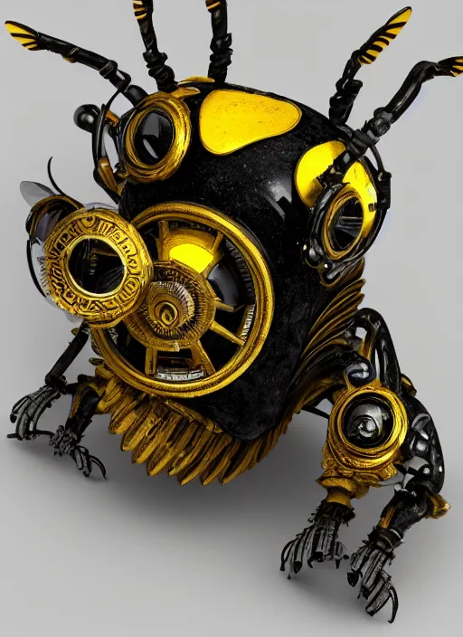 Image similar to old photo of a steampunk bumblebee intricate detailed 8k ultra realistic