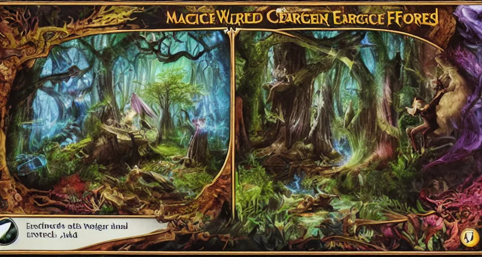 Prompt: Enchanted and magic forest, from Magic the gathering