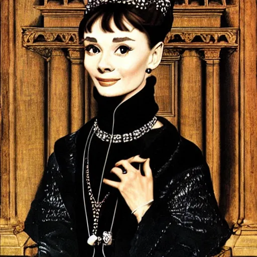 Prompt: audrey hepburn art by hans holbein