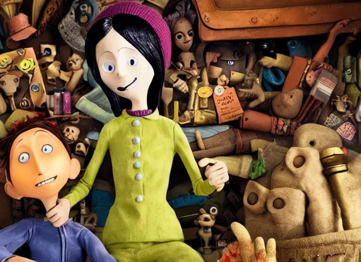 Image similar to a very high resolution image from a new movie, stop motion, coraline, directed by wes anderson