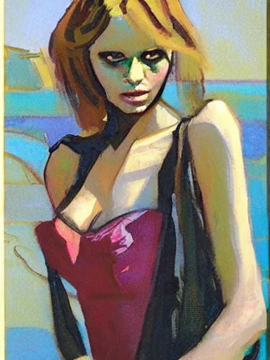 Prompt: portrait of abbey lee by john watkiss