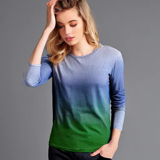 Prompt: ombre long sleeve t shirt