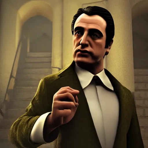 Prompt: Vittorio Corleone with the face of Super Mario, realistic, 3d rendering, unreal engine, cinematic shot