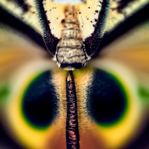 Image similar to macro shot of a moth face, closeup, 4k