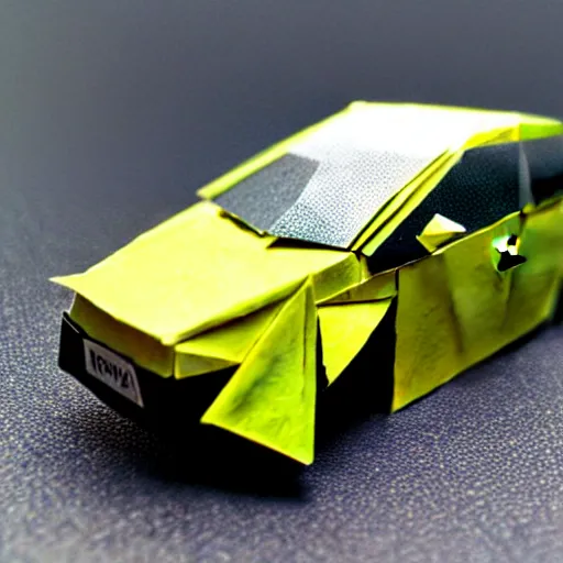 Prompt: origami version of a fiat punto