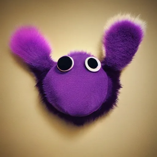 Image similar to 1 eyed 1 horned flying purple monster with fur