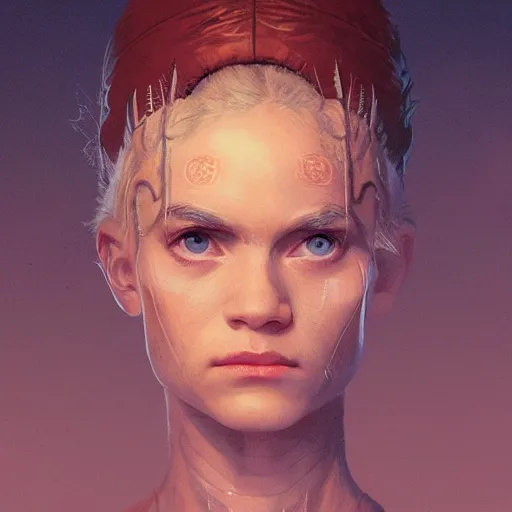 Image similar to Portrait of Grimes (Claire Boucher) in Dune 1984, illustrated by Greg Rutkowski, trending on artstation, artstationHQ, artstationHD, 4k, 8k