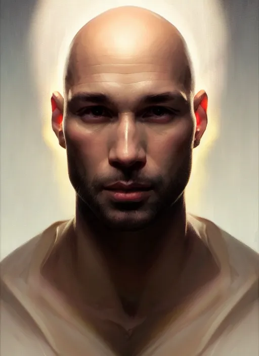 Image similar to symmetry!! portrait of bald terrence boyd, ambient lighting, intricate, elegant, highly detailed, digital painting, artstation, concept art, smooth, sharp focus, illustration, art by artgerm and greg rutkowski and alphonse mucha